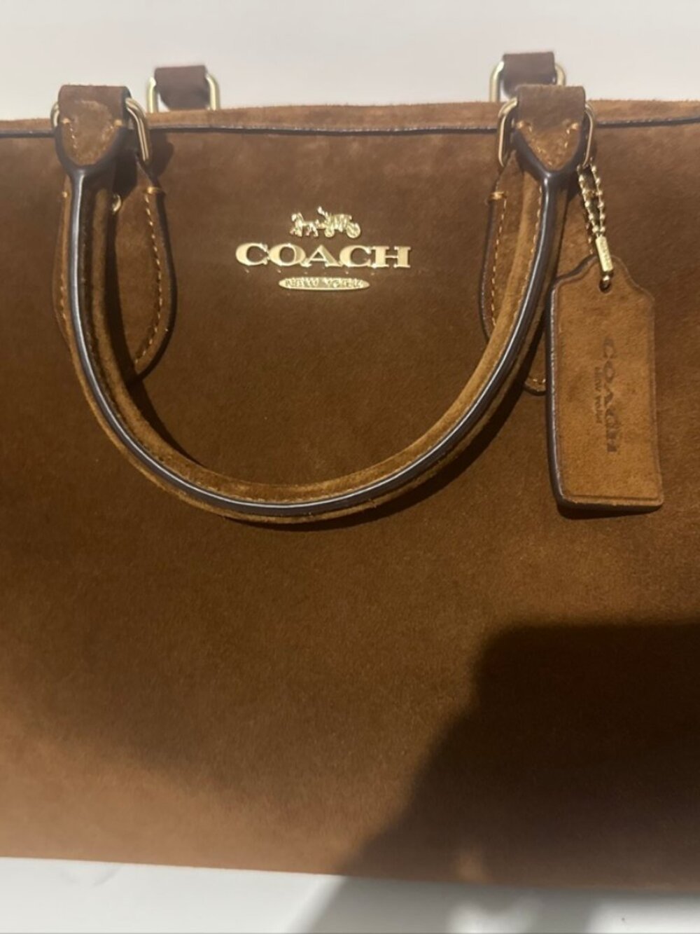 Coach Rowan Large Satchel Warm Brown Suede CET42 NWT